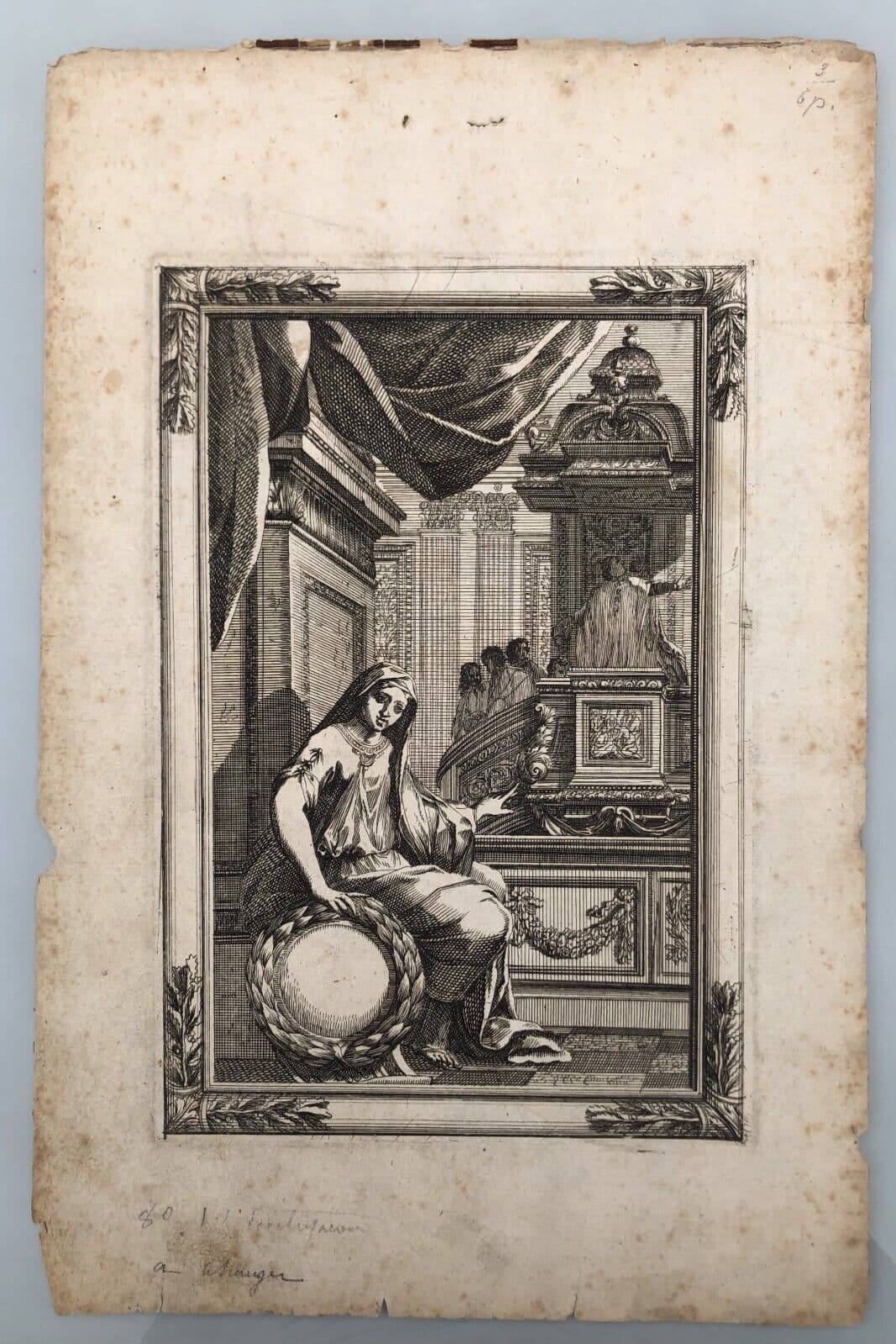 Antique Etching Original Religious, Architecture, Woman, Portrait Jakob WANGNER image 4