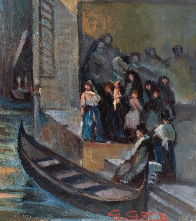Antique Oil Painting Signed Venise Cityview Landscape Italy image 2