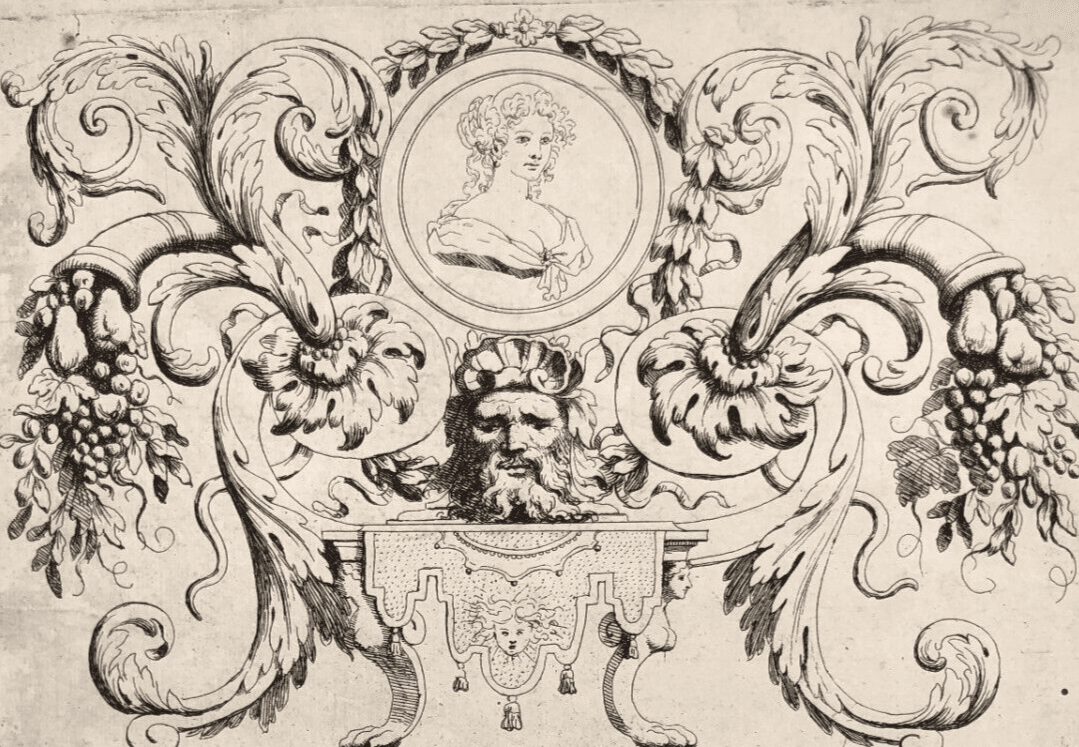 Vintage Etching Original Architecture, Portrait, Woman, Sculpture 18th century image 1