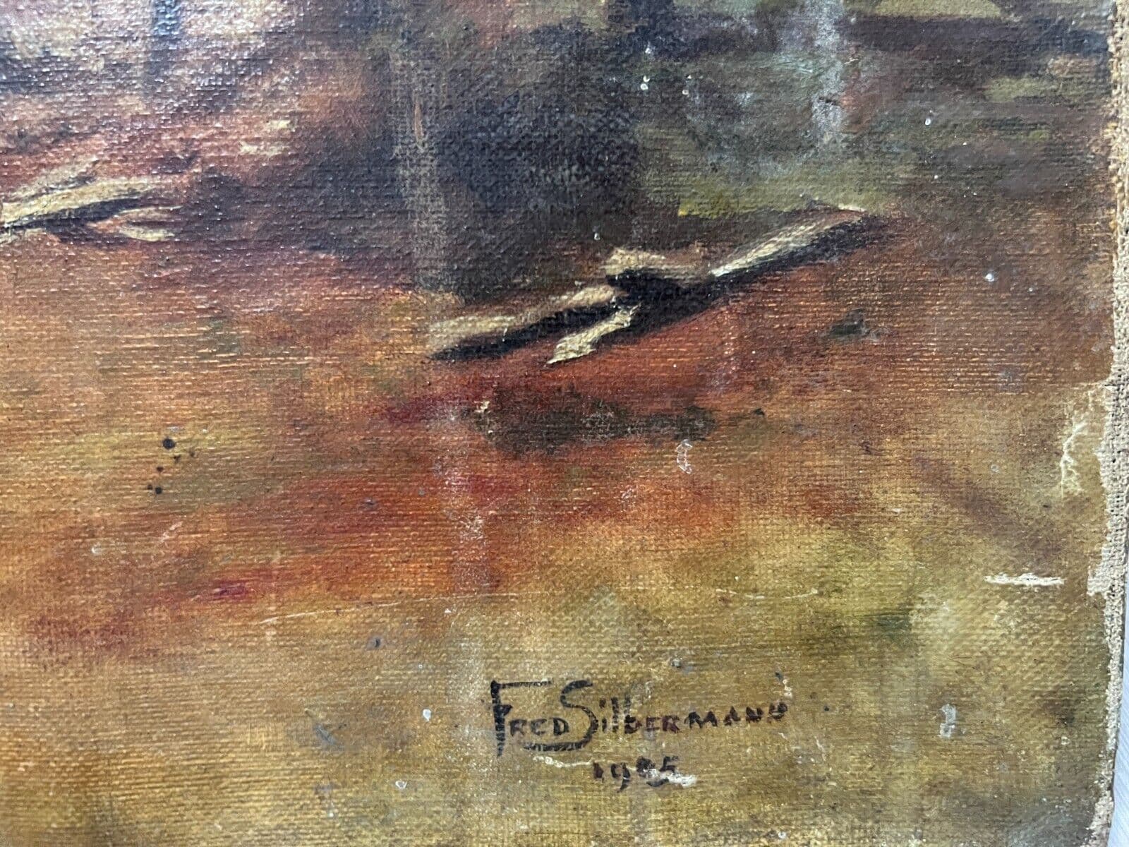 Antique Painting Oil on canvas 19th century Forest Landscape with Horse image 3