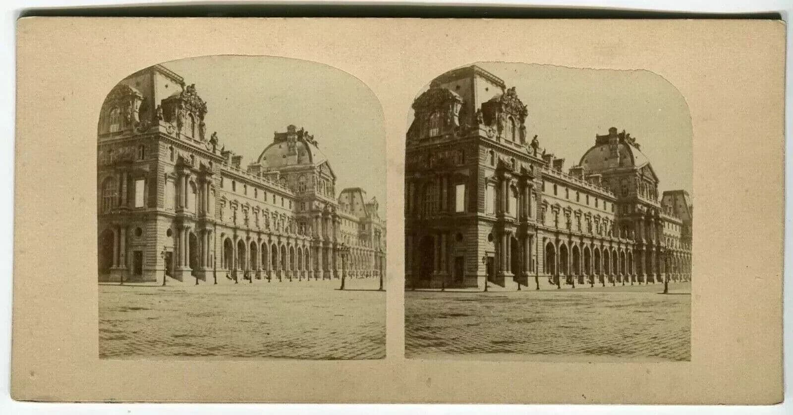 Stereoview Photograph Nouveau Louvre Paris - Lecocq-Frêné Vintage, Albumen 1860 image 5