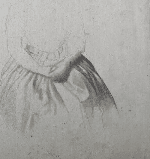 19th century Original Antique Pencil Drawing Woman Sitting Sketch Portrait image 4