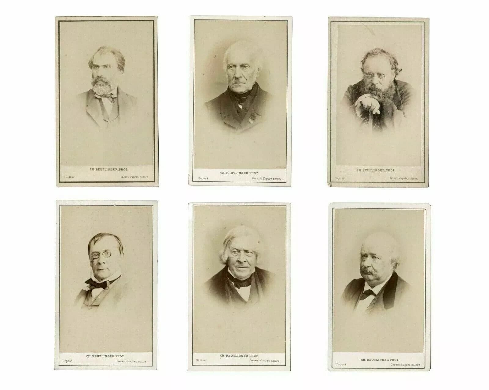 CDV Photographs Charles REUTLINGER Journalist, Politics, Writer Vintage x6 image 1