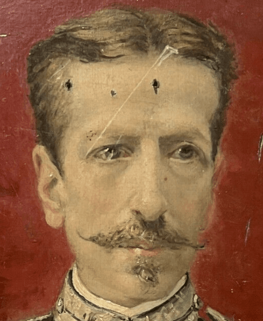 Antique Painting Original Man, Portrait, Military, Charles III signed image 3