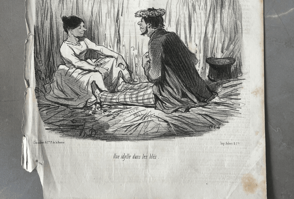 Antique Print 19th century Daumier, Les bons bourgeois, Idylle dans les Bles image 4