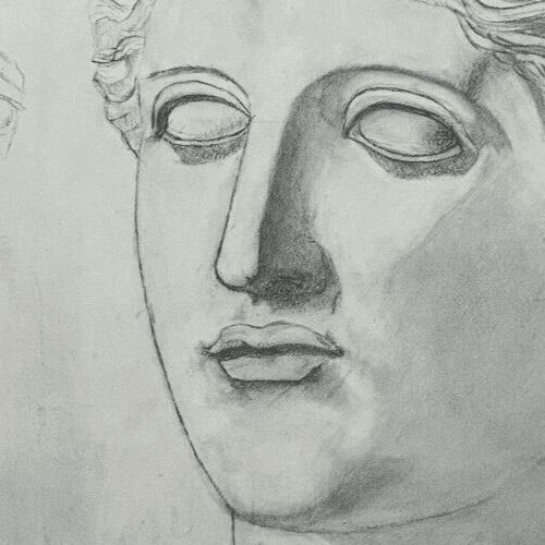 Antique Original Drawing Man, Portrait, Sculpture, Profil image 2