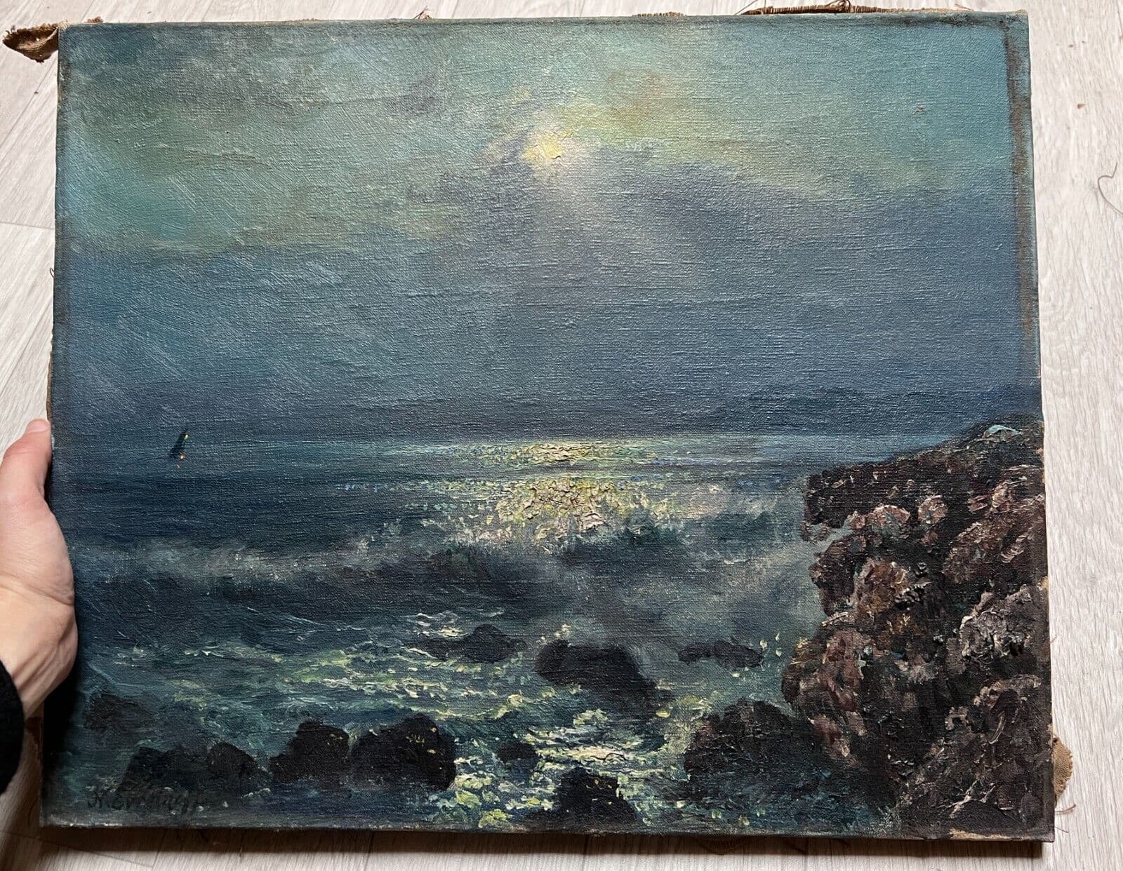 Vintage Painting Oil Nicolas EVREINOFF (1879-1953) Maritime Landscape, Seascape image 4