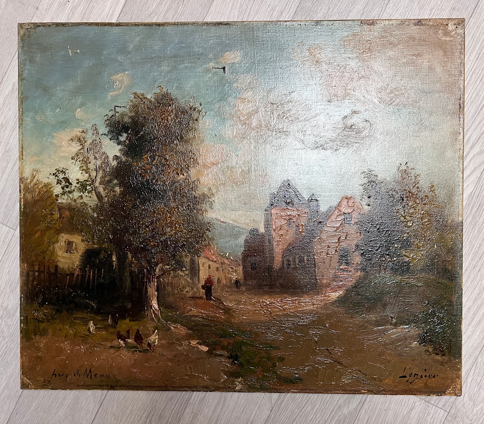 Painting by LINSYER Th (XIX-XX) Meaux Cityview Landscape with Castle image 3