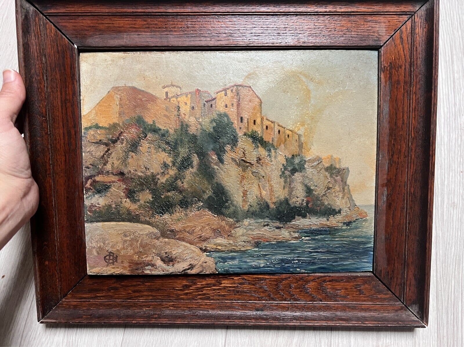 Antique Painting Original Maritime, Sea, Landscap Ile St Marguerite, Cannes 1930 image 2