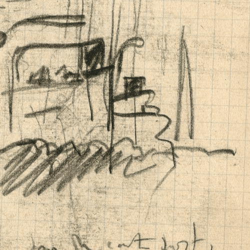 Antique Pencil Old Drawing Original City and Lighting image 2