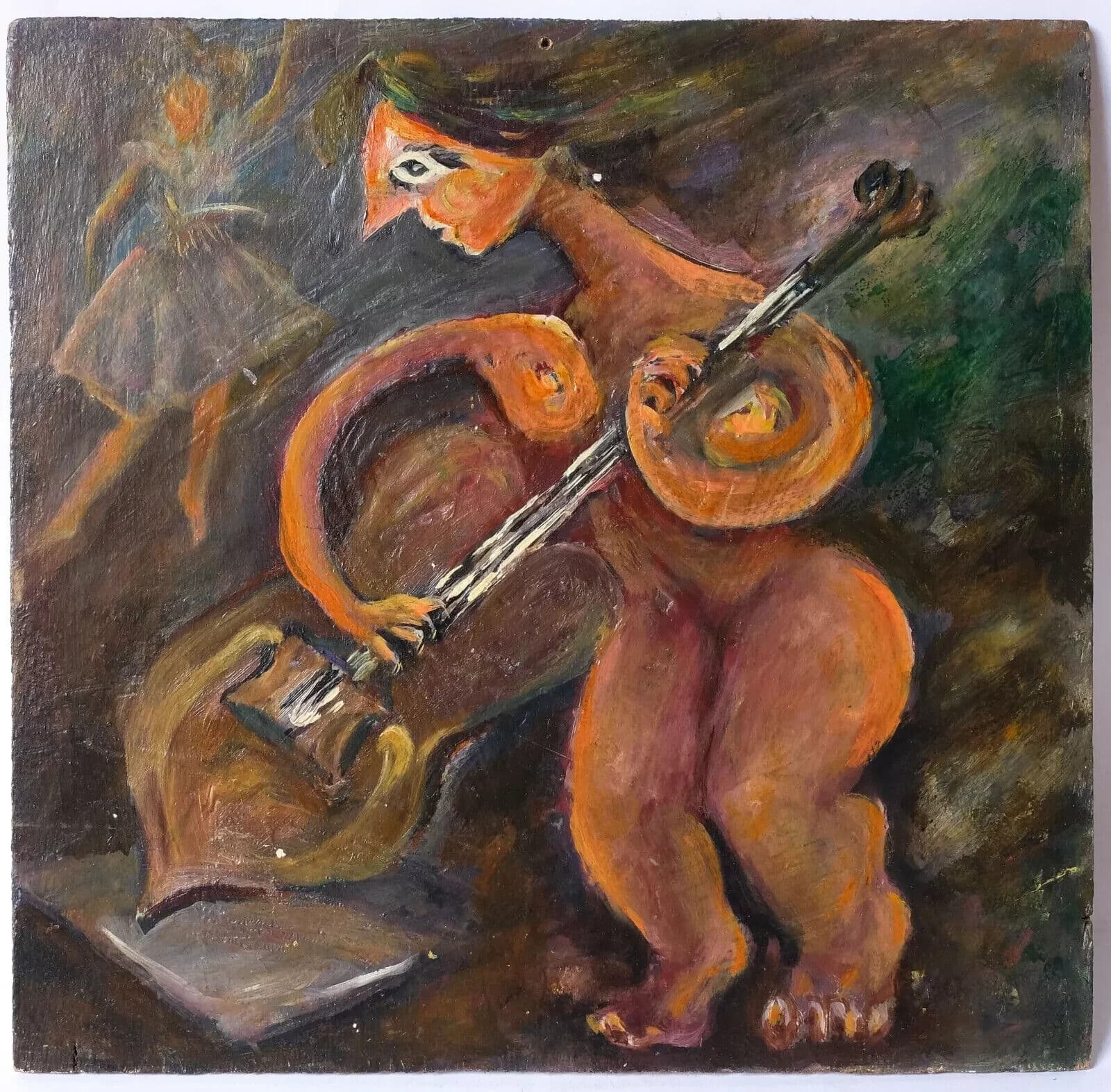 Modern Original Painting Cubist Woman Portrait with Violon image 6