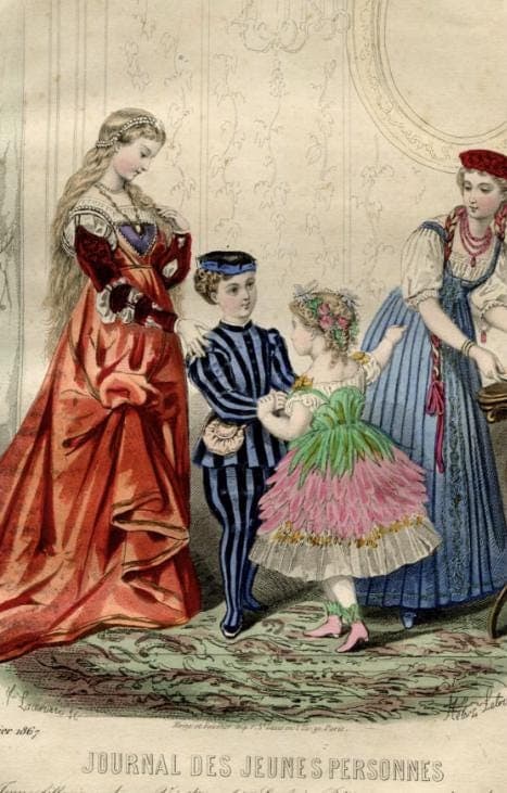 Antique Fashion Illustration - "Journal des Jeunes Personnes" Costumes and image 7