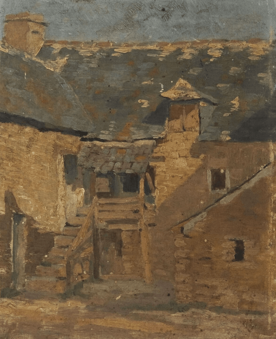 Antique Painting Original Landscape, House, Pont Aven signed image 1