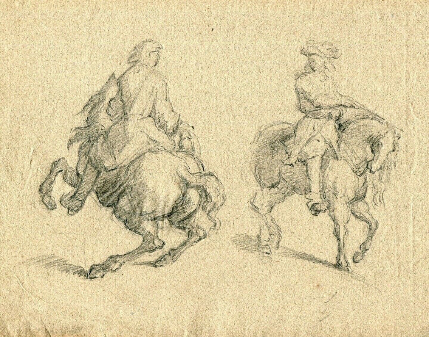 Drawing 19th century Man on a Horse image 1