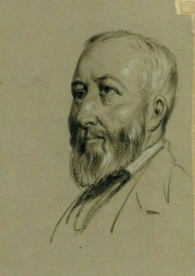 Antique Pencil Original Drawing 19th century Religious Men Portraits image 3