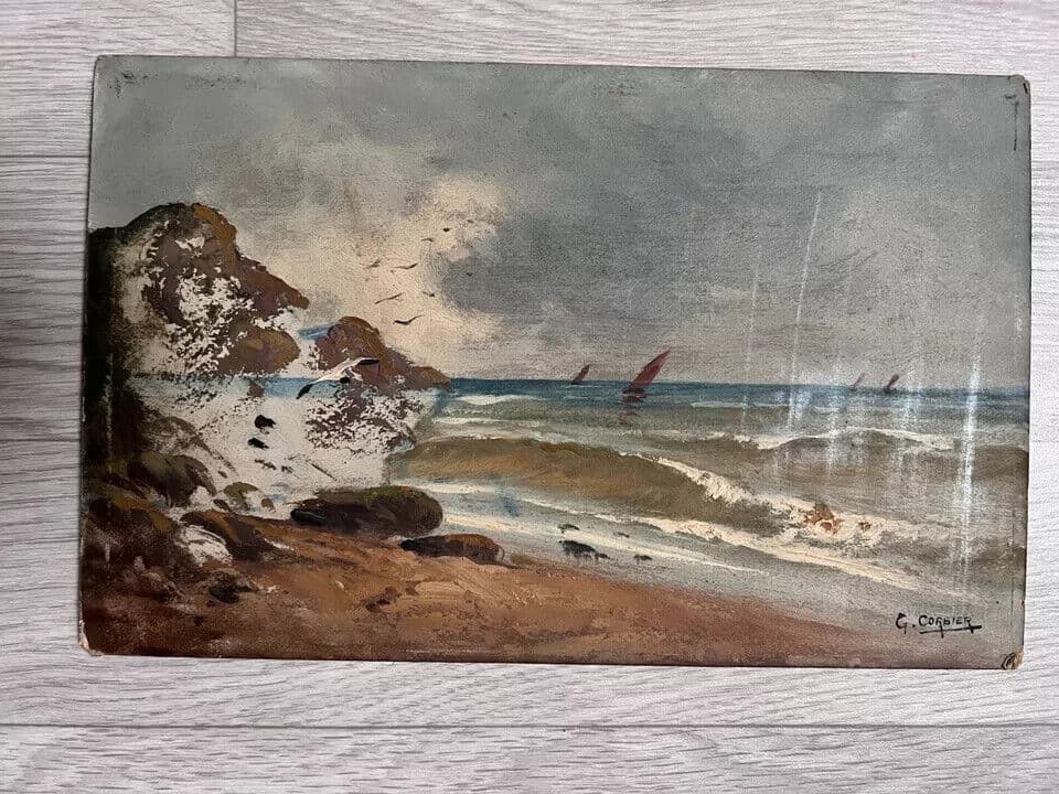 Antique Painting Original signed Maritime Seascape Gaston CORBIER (1869-1945) image 7