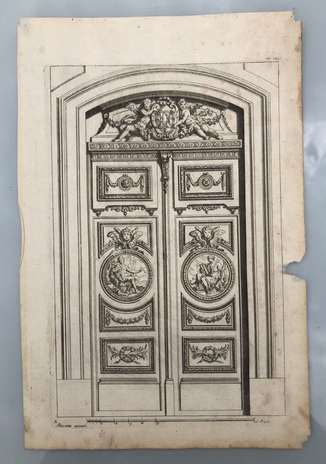 Antique Original Etching Jean LEPAUTRE (1618-1682) Doors, Architecture x5 image 4