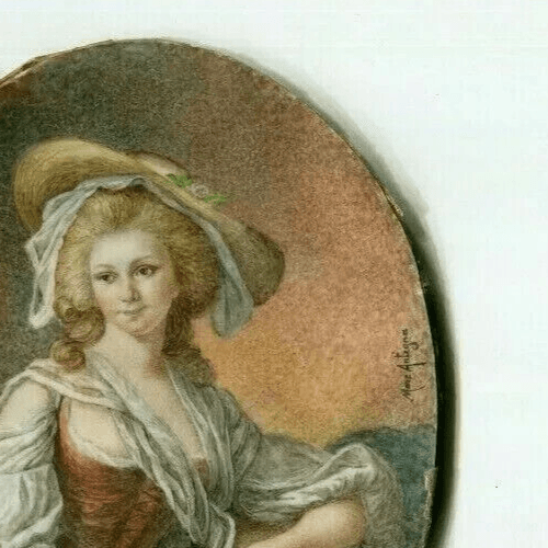 Antique Miniature Painting Original signed Marc ANTIGNA (XIX-XX) Woman Portrait image 3