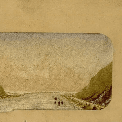 Antique Drawing Landscape 19 century Finsteraar Glacier Mountain Original signed image 4