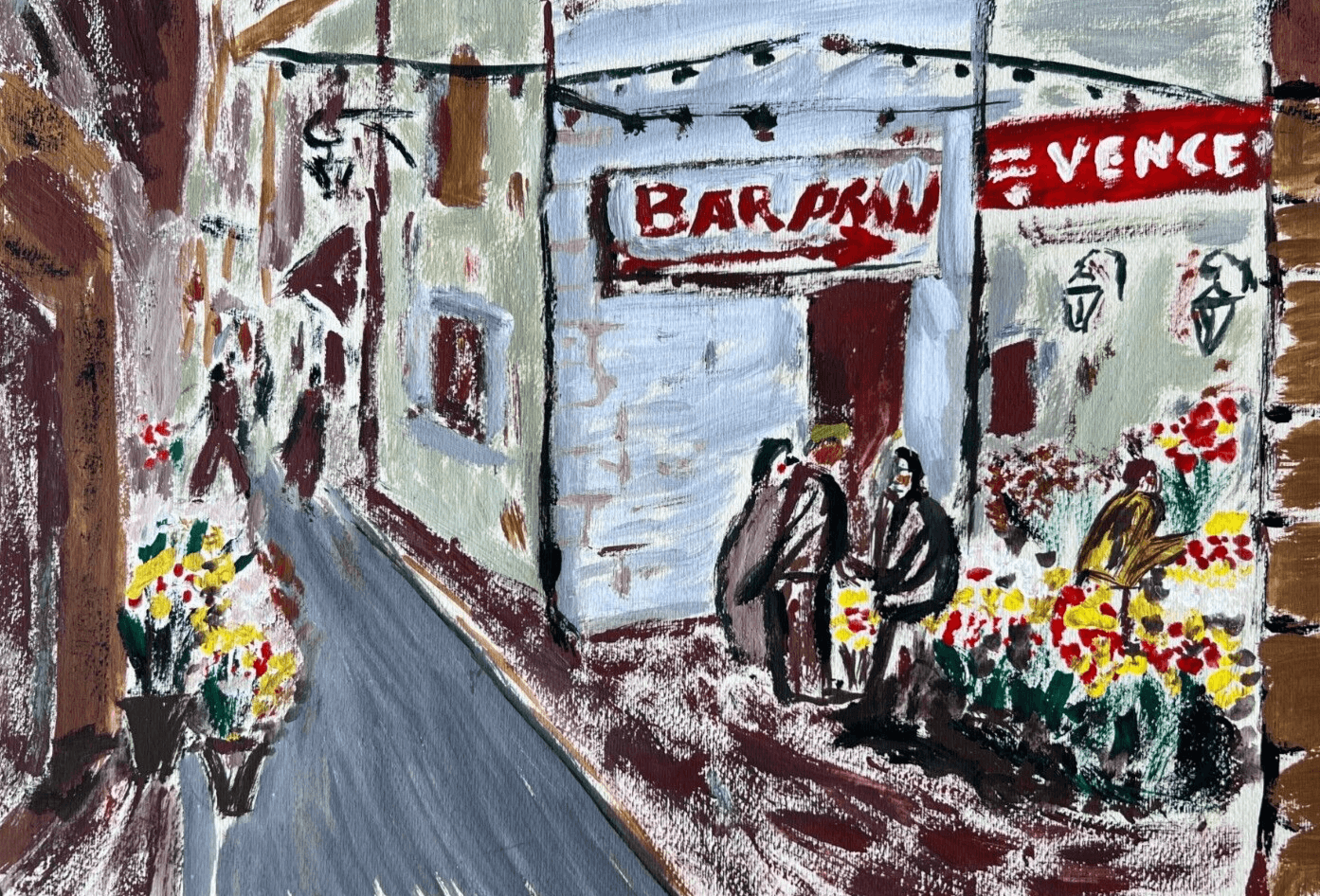 Vintage Original Drawing Jean BERNARD (XX) Cityview, Anse