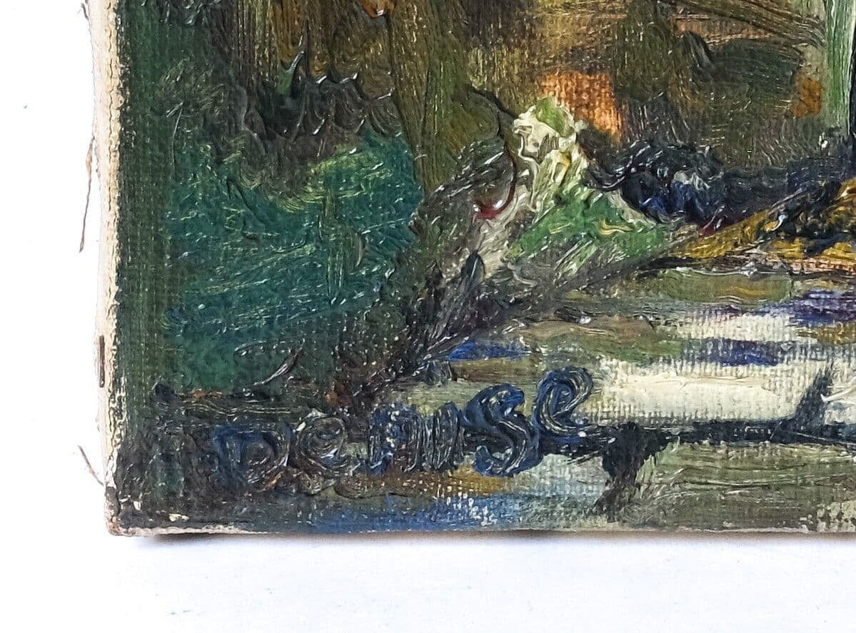 Painting Cityscape Woman with a Vase signed image 2
