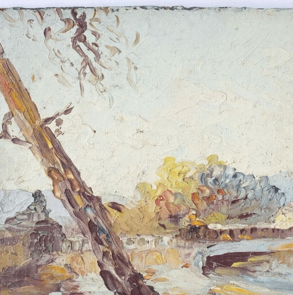 Antique Original Painting Martin ALBERT (1887-?) Landscape, Trees, Nature image 2