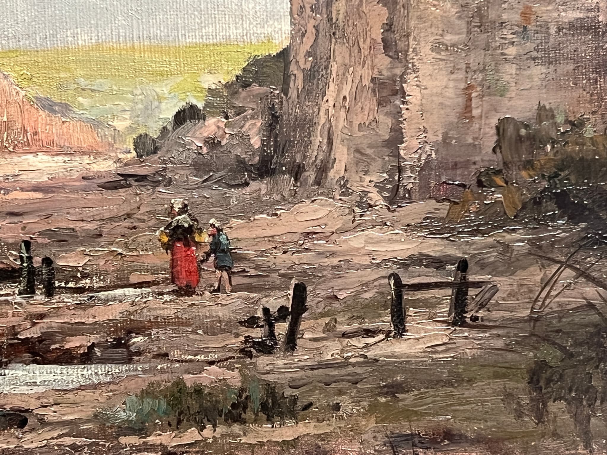 Painting Maritime Seaview Landscape with People image 2