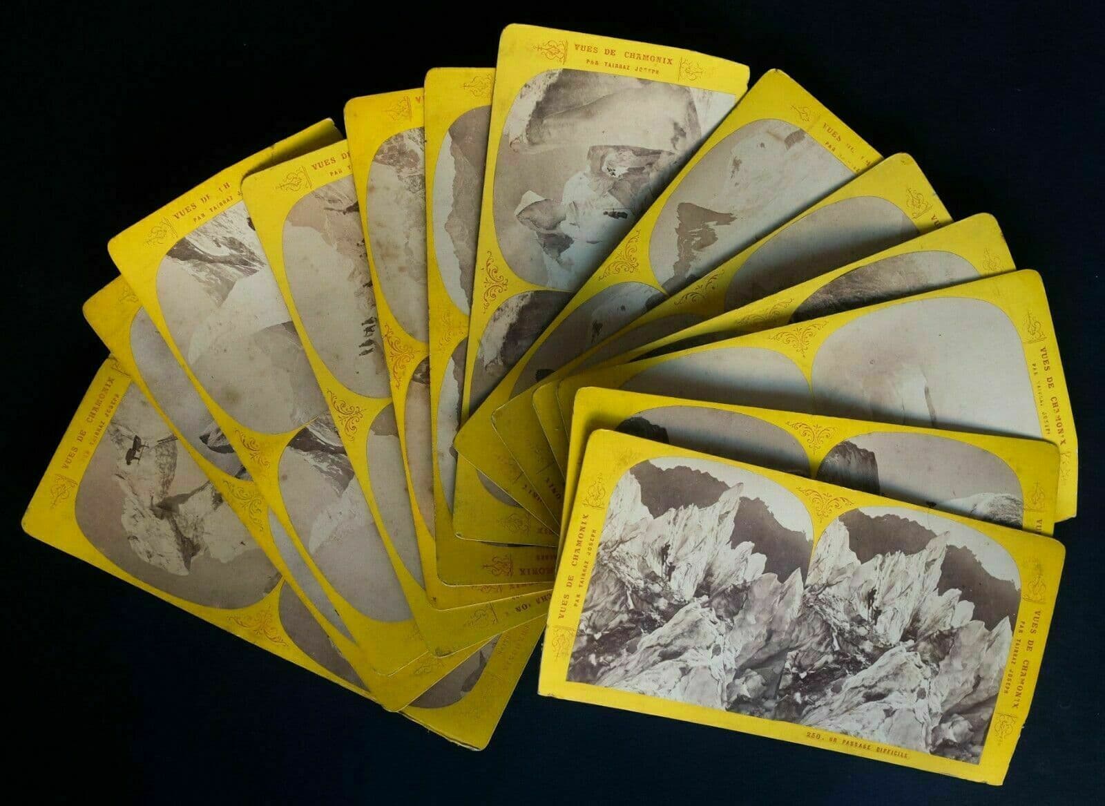 Vintage Photographs Stereoview J. TAIRRAZ x 13 Views of Chamonix 1865 image 1