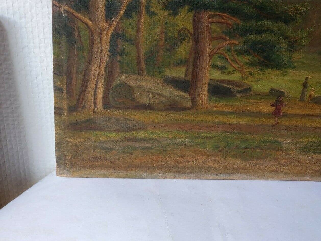 Original Painting signed, Landscape, Family, Kids,  Forest, Trees image 6