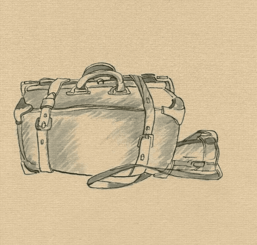 Vintage Ink Original Drawing Suitcase, Bag, Luggage, Object, Still Life image 1
