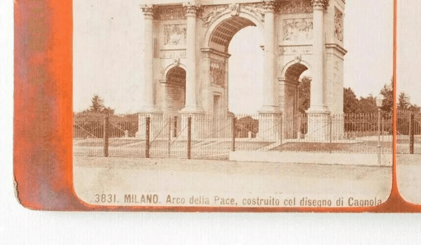 Vintage Stereoview Photograph G.BROGI - Milano Arco della Pace, Italy c .1880 image 3