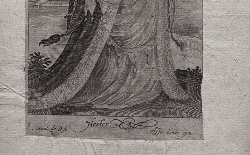 Antique Etching Original Nicolaes DE BRUYN (1571-1656) Esther, Portrait image 6