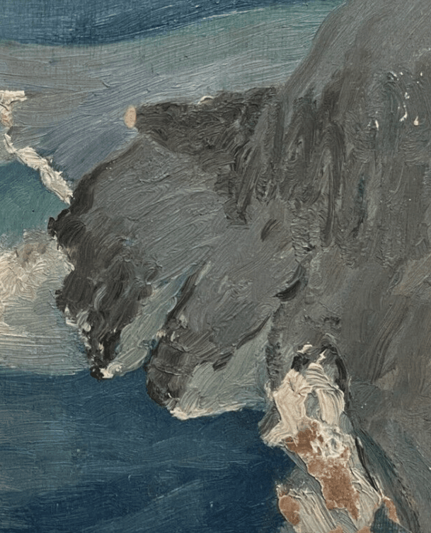 Antique Painting Original Mountain Landscape, Winter, Snow image 4