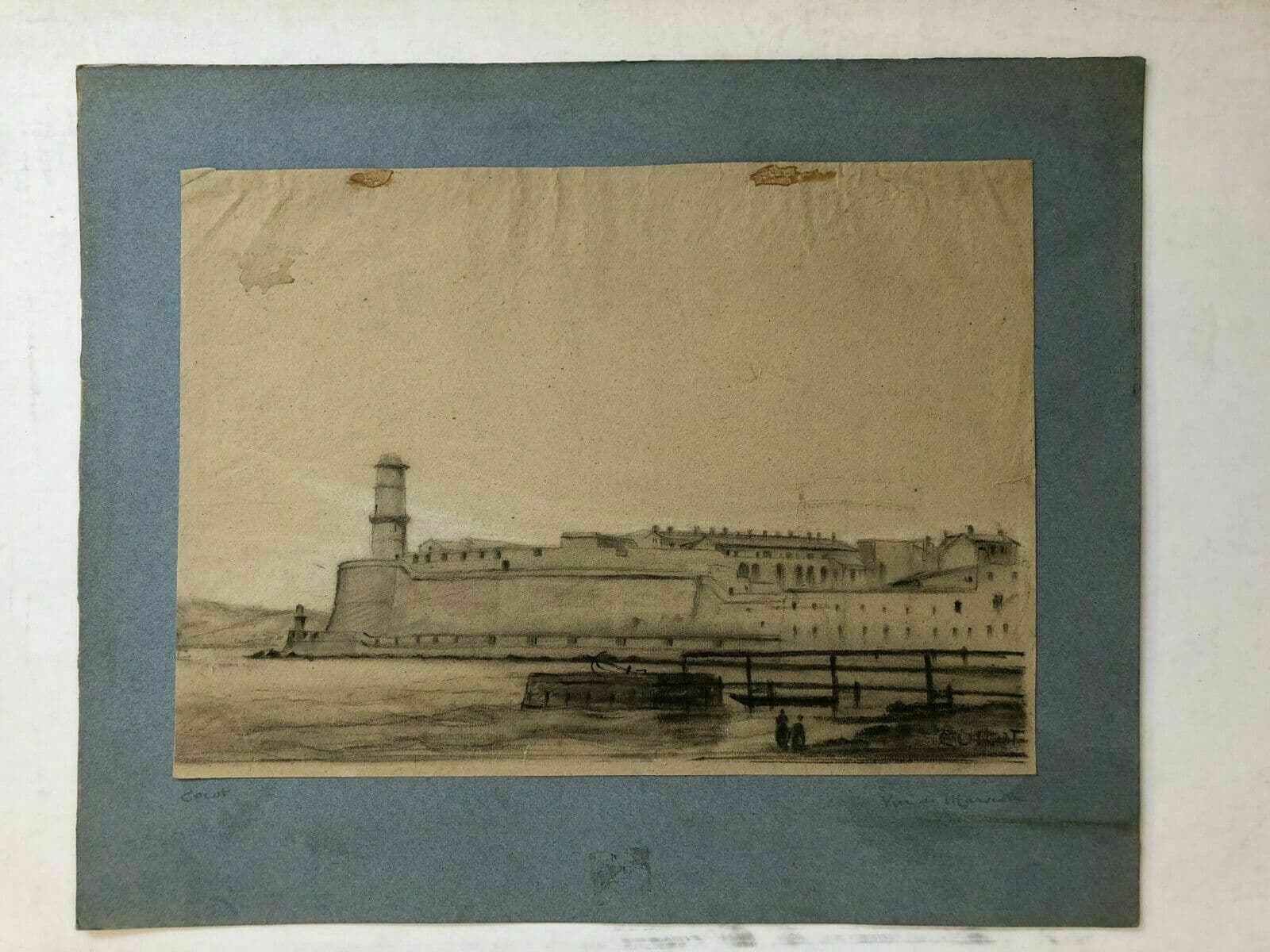 Drawing Maritime Port Landscape signed image 2