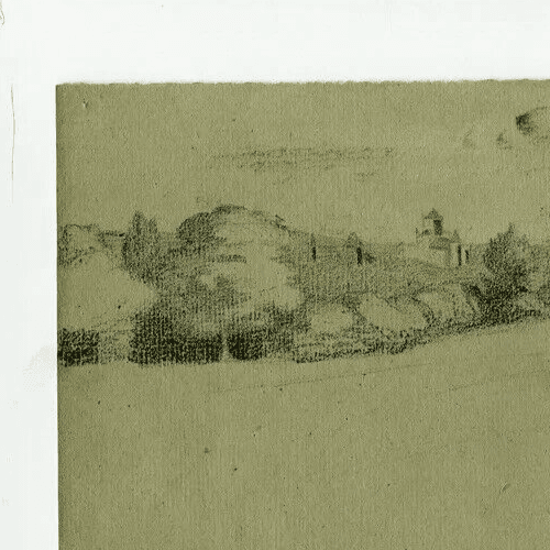 Antique Original Pencil 19th century Landscape and Forest image 3