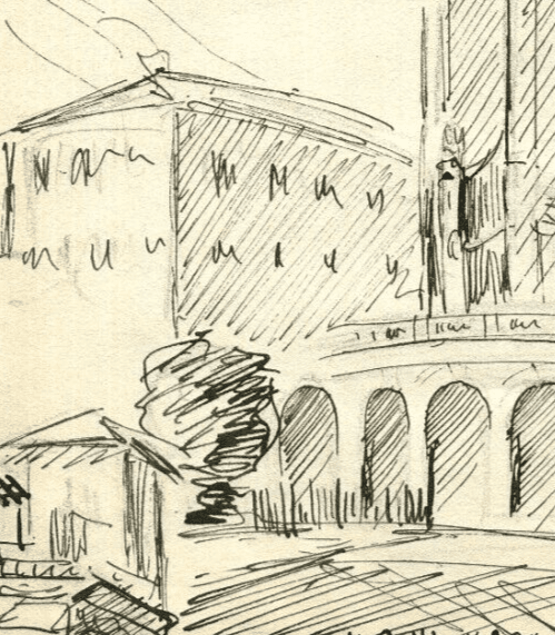 Vintage Ink Original Drawing Cityview, Nice, France Church image 2