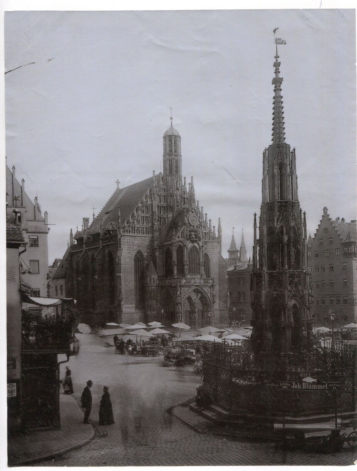 Vintage Photographs Landscape Nuremberg, Notre-Dame Church, Germany c 1900