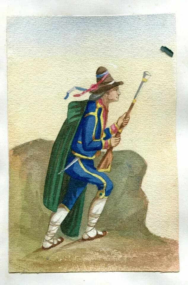 Antique Drawing 19th century Original Italian Hunter, Chasseur Alpin image 4