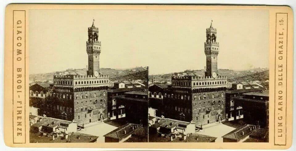 Vintage Italy Stereoview Giacomo BROGI Antique Art Florence Palazzo Italy c 1870 image 5