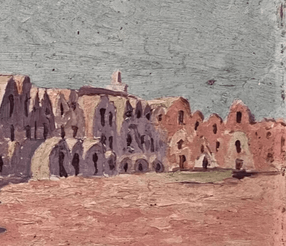 Antique Old Original Orientalist Painting Landscape image 2