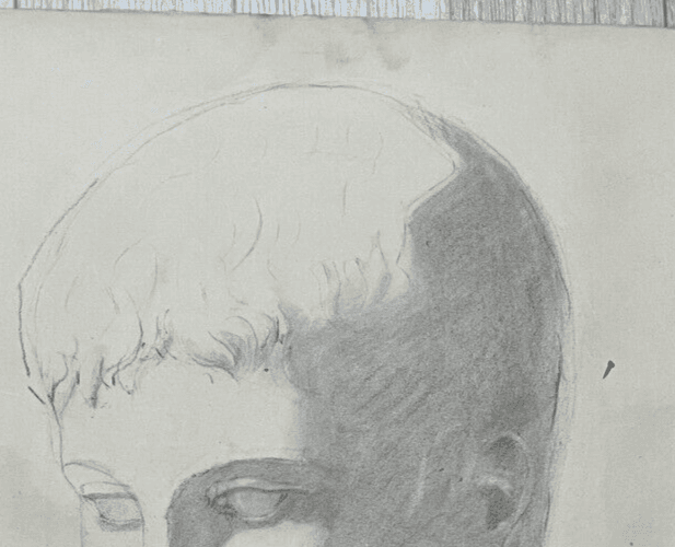 Antique Original Drawing Man, Portrait, Sculpture, Profil image 5