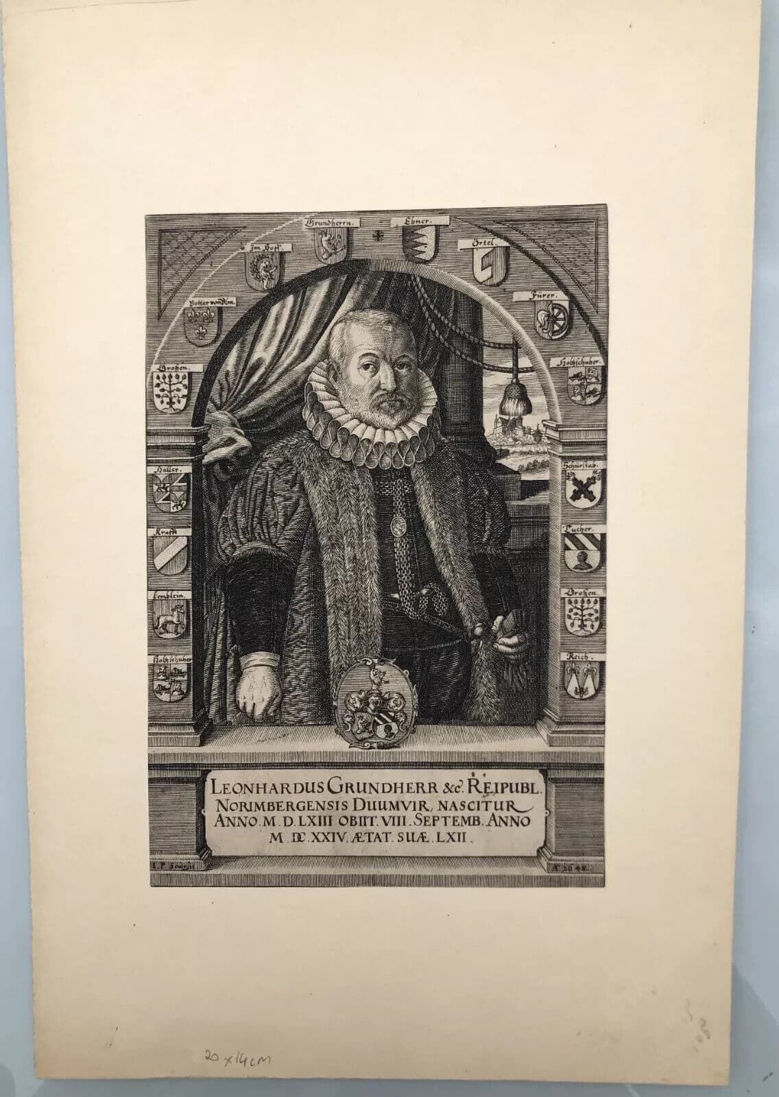 Antique Original Etching Man Portrait, Leonhardus Grundherr image 6