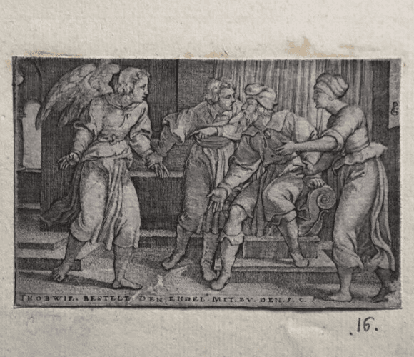 Georg PENCZ (1500-1550) Tobias and Raphael Angel Etching