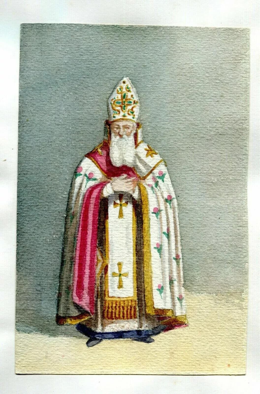 Antique Drawing Original Signed Costume, Man, Italy, Religious, Church, Pope image 2
