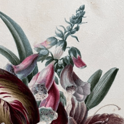 Antique Painting Original Flowers, Floral, Still Life, Butterfly, Tulip image 5