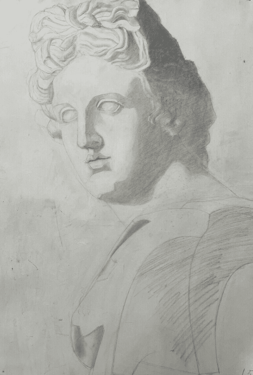 Antique Original Drawing Man, Portrait, Sculpture, Profil image 1