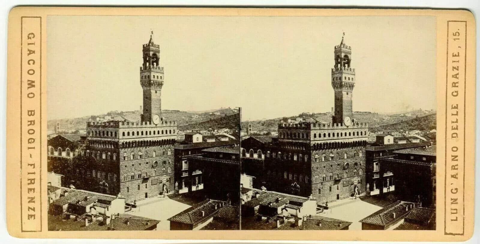 Vintage Italy Stereoview Giacomo BROGI Antique Art Florence Palazzo Italy c 1870 image 7