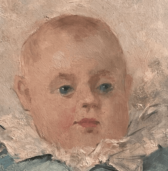 Antique Old Painting signed Baby Portrait 1902 image 2