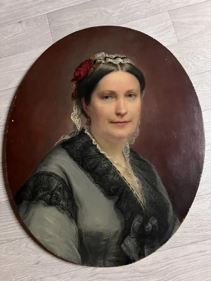 Antique Original Painting by Marie C. LASSON (XIX) Woman Portrait image 4