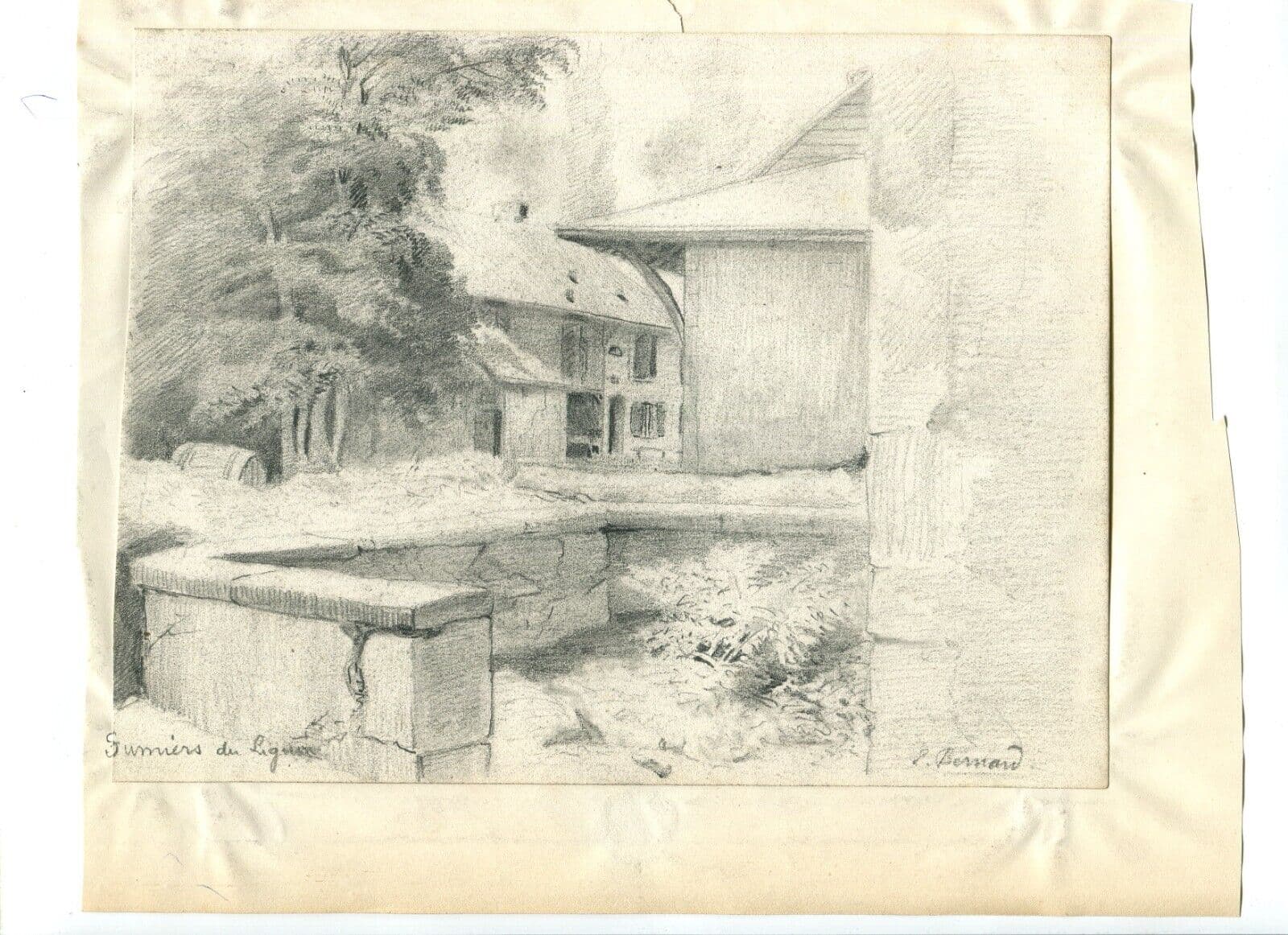 Vintage Pencil Drawings Houses, Trees, Buildings, Landscape x2 image 2